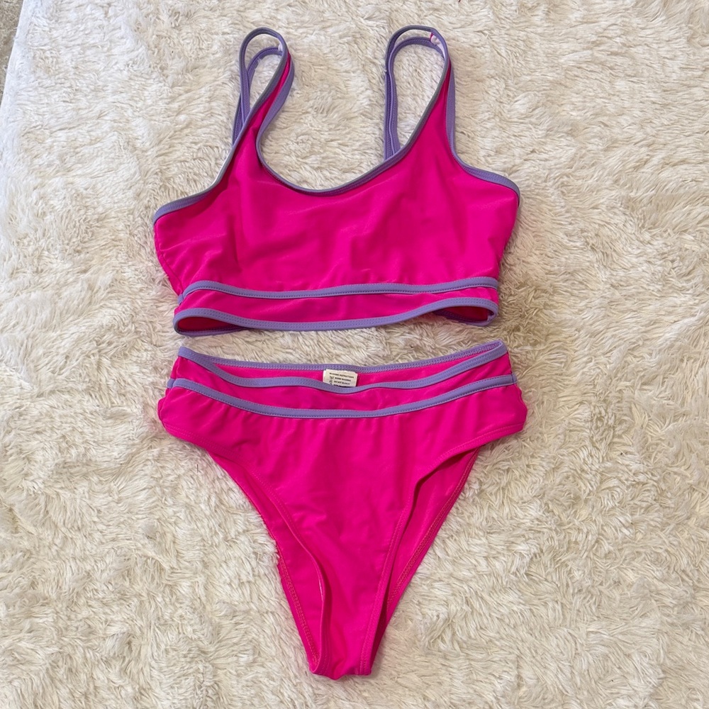 Stylish Pink and Purple Bikini Set